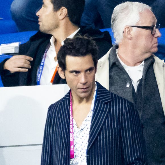 Mika - Personnalités à la finale de la coupe du monde de rugby Afrique du Sud / Nouvelle Zélande (12 - 11) au stade de France à Saint-Denis le 28 octobre 2023. 
© AGENCE / BESTIMAGE