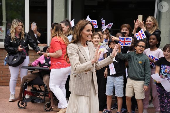 Catherine (Kate) Middleton, princesse de Galles, visite l'école maternelle Salvador Allende à Reggio Emilia (Italie), lors de son voyage consacré à la petite enfance, le 14 mai 2026.
© GOFF / Bestimage