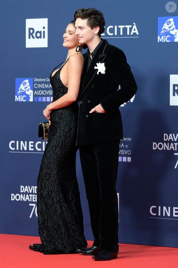 Timothée Chalamet et sa compagne Kylie Jenner à la cérémonie David di Donatello Awards  à Rome, le 7 mai 2025. Zuma Press / Bestimage