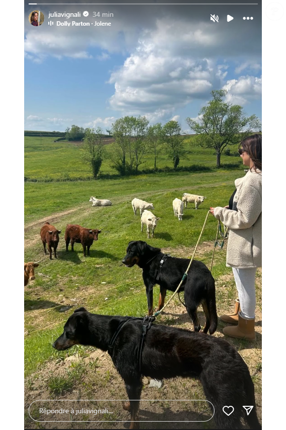 De son côté, Julia Vignali s'affiche à la campagne sur son compte Instagram.

Julia Vignali à la campagne jeudi 8 mai 2025, sur Instagram.