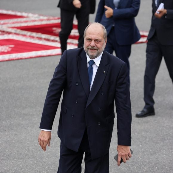 Eric Dupond-Moretti - Cérémonie d'accueil officielle du Président de la République, Emmanuel Macron et de Brigitte Macron sur la place Mechouar à Rabat au Maroc le 28 octobre 2024. © Dominique Jacovides/Bestimage