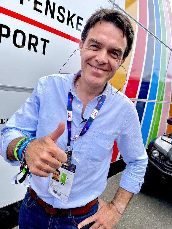 Grégory Galiffi est l'animateur vedette de Direct Auto - Personnalités lors des 24 Heures du Mans le 10 juin 2023. © Fabien Faure / Bestimage