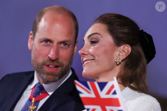 Le Prince et la Princesse de Galles lors du concert célébrant le 80e anniversaire du Jour de la Victoire en Europe, qui s'est tenu sur la place historique de Horse Guards Parade, dans le centre de Londres. Jeudi 8 mai 2025. Photo par Toby Melville/PA Wire/ABACAPRESS.COM