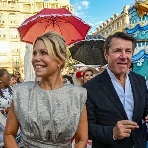 Christian Estrosi, le maire de Nice, et sa femme Laura Tenoudji Estrosi, complices et amoureux, pour célébrer les 200 ans de la Promenade des Anglais à Nice , le 31 août 2024. © Bruno Bebert / Bestimage