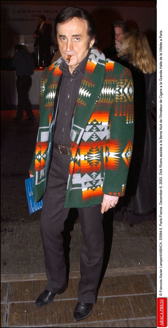 © Francois-Xavier Lamperti/ABACA. 53584-5. Paris-France. 6 décembre 2003. Dick Rivers assiste à la 9eme Nuit de l'Amateur de Cigare a la Grande Halle de la Villette a Paris.