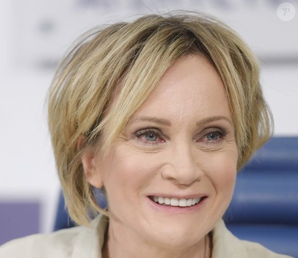 La chanteuse française Patricia Kaas lors d'une conférence de presse sur la sortie de son nouvel album à Moscou, Russie, le 8 novembre 2017. (ITAR TASS / BESTIMAGE).