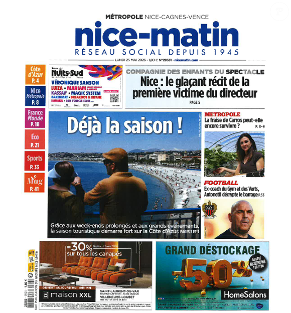 Nice-Matin du lundi 25 mai 2026.