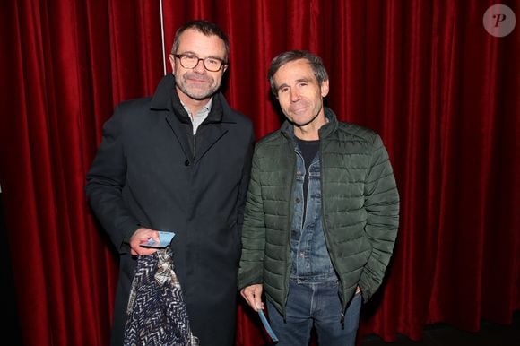 Exclusif - Thierry Thuillier et David Pujadas - Générale de la Pièce de Théâtre "Un président ne devrait pas dire ça…" à Bobino dans le cadre de la 5ème édition des  Paroles Citoyennes  à Paris le 28 Mars 2022. © Bertrand Rindoff/Bestimage