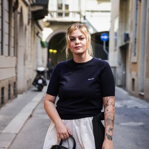 Louane - Les célébrités arrivent au 2ème Club littéraire Miu Miu pendant la Milan Design Week, le 10 avril 2025 à Milan. 
© Lucia Sabatelli / Bestimage