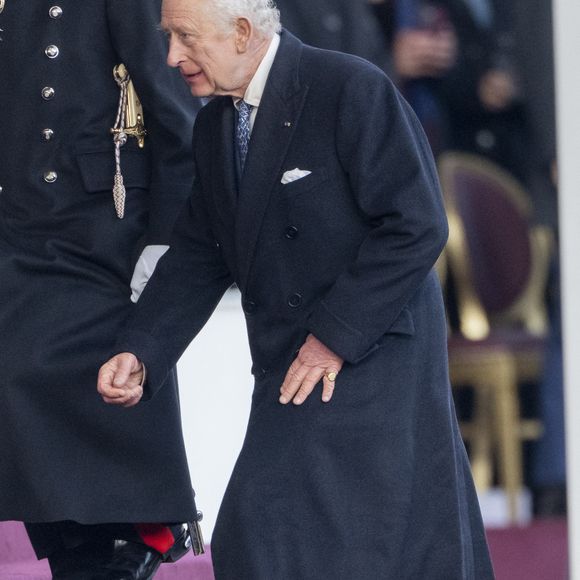 Le roi Charles III d'Angleterre - Cérémonie d'accueil pour la visite d'État de l'émir du Qatar à Londres, le 3 décembre 2024.