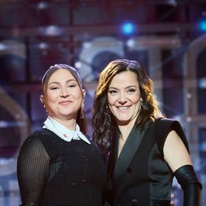 Exclusif - Camille Lellouche et Linh lors de l’enregistrement de l’émission “Les stars s’unissent pour le Sidaction” au théâtre Marigny à Paris, France, le 11 mars 2025. L’émission sera diffusée en prime le 22 mars sur France 2. © Guirec-Moreau/ Bestimage