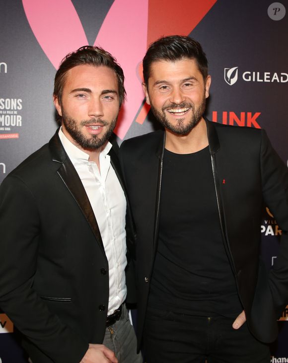 Christophe Beaugrand et son mari Ghislain Gerin lors du gala de charité le grand bal "ParAmour' à l'hôtel de ville de Paris, France, le 14 février 2019. L’ensemble des bénéfices récoltés lors de la soirée seront reversés à la lutte contre le sida (PARISSANSANSSIDA). © Denis Guignebourg/Bestimage