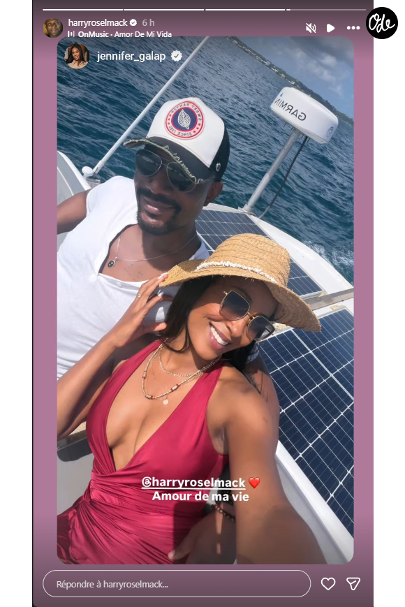 Sur les clichés dévoilés, on découvre notamment le couple resplendissant lors d'une virée en bateau.

Harry Roselmack en voyage avec sa compagne Jennifer Galap