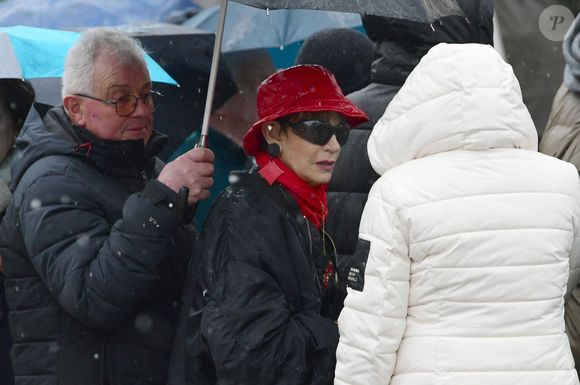 Exclusif - Isabelle Morini-Bosc aux obsèques de son mari Alain en l'église Saint-Pierre dans la commune d'Abrets en Dauphiné, France, le 14 mars 2025. © Romain Doucelin/Bestimage