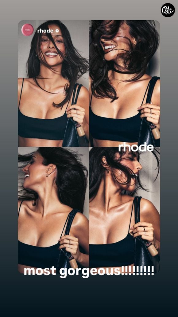 Alexandra Leclerc ett Hailey Bieber collaborent sur un nouveau produit de la marque "Rhode".