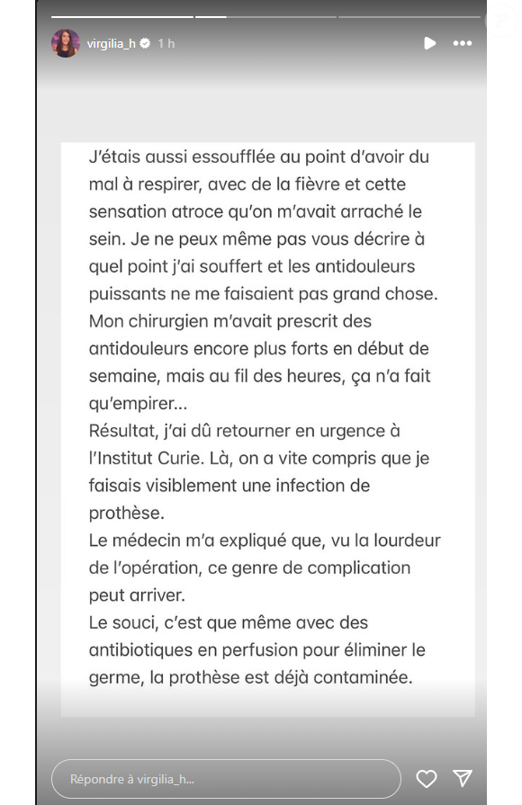 Le médecin lui a annoncé qu'il y avait une infection
Virgilia Hess, présentatrice météo de BFMTV