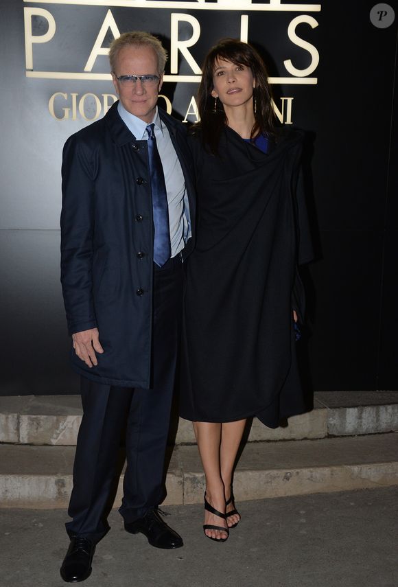 Sophie Marceau etChristophe Lambert - Arrivee des people au defile Giorgio Armani Haute Couture Printemps/Ete 2014 au Palais de Tokyo a Paris, le 21 janvier 2014. © VEEREN / BESTIMAGE