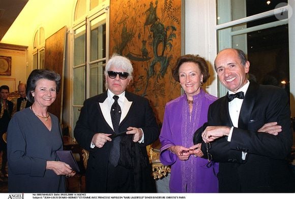 "JEAN-LOUIS DUMAS-HERMES" ET FEMME AVEC PRINCESSE NAPOLEON "KARL LAGERFELD" DINER OUVERTURE CHRISTIE'S PARIS "PLAN AMERICAIN"