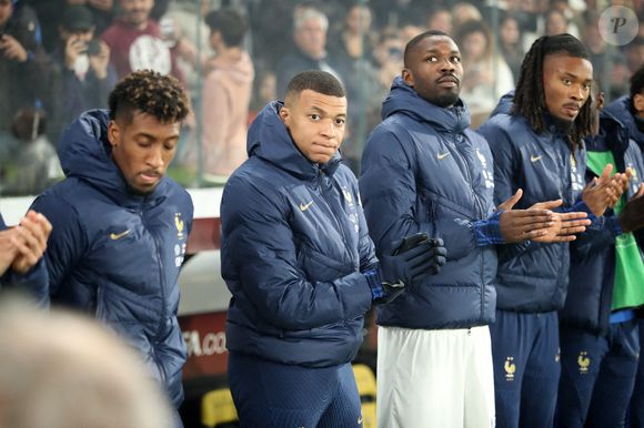 Kingsley Coman - Kylian Mbappe - Marcus Thuram - Kephren Thuram - Match de qualification pour l'Euro2024 "Grèce - France (2-2)" à Athènes, le 21 novembre 2023. Intime/Panoramic/Bestimage