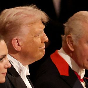 Donald Trump, le roi Charles III et Kate Middleton lors du banquet d'Etat organisé pour Donald et Melania Trump au château de Windsor. © PA Photo/ Bestimage
