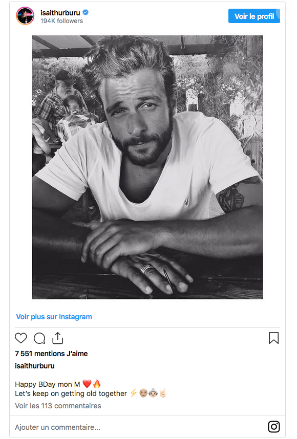 Une jolie déclaration d'amour sur Instagram à l'occasion de l'anniversaire du chanteur !

Photo de Maxime Nucci diffusée sur le fil Instagram d'Isabelle Ithurburu