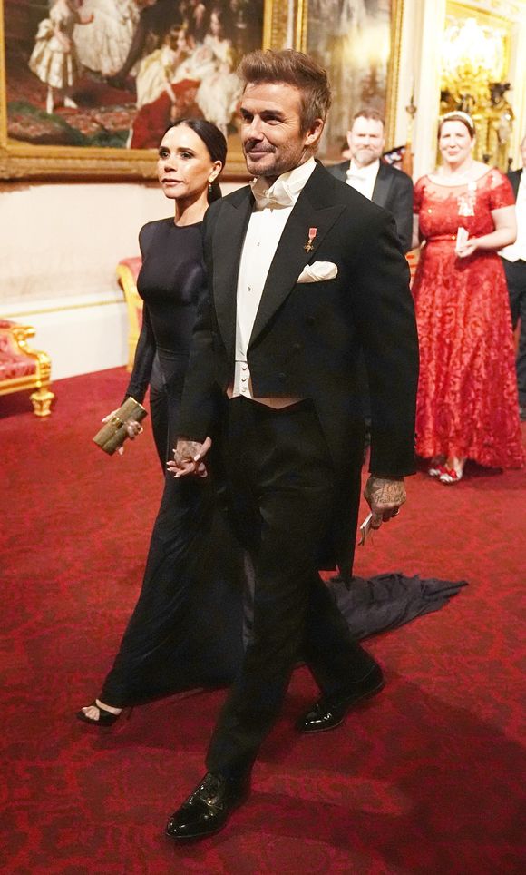 Victoria Beckham et son mari David Beckham - Dîner d'état donné en l'honneur de l'émir du Qatar par le roi d'Angleterrre et la reine consort au palais de Buckingham à Londres. Le 3 décembre 2024 ALPHA AGENCY / BESTIMAGE