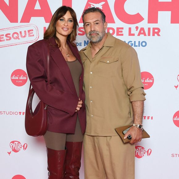 Malika Ménard (Miss France 2010), enceinte et son mari Karim - Avant-première du film "Natacha, presque hôtesse de l'air" au cinéma Pathé Palace à Paris le 24 mars 2025. © Lionel Urman/Bestimage