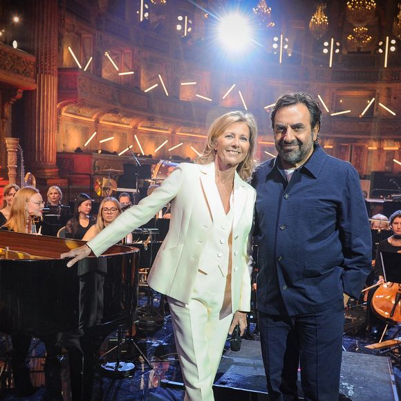 Exclusif - Claire Chazal et André Manoukian - Enregistrement de l'émission "Le Grand Echiquier : Spéciale Dalida" à l'Opéra royal de Versailles, présentée par C.Chazal et A.Manoukian, et diffusée sur France 2, le 18 mars 2025. © Guillaume Gaffiot/Bestimage