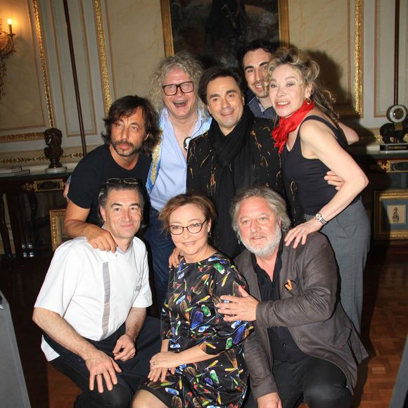 Exclusif - Le chef Jean-Pierre Jacquin, Catherine Frot, Gilles, Pierre-Jean Chalençon, Frédéric Longbois, Jordan de Luxe et Grace de Capitani - Dîner privé chez P.J.Chalençon au palais Vivienne à Paris, France, le 7 juin 2019. © Philippe Baldini/Bestimage