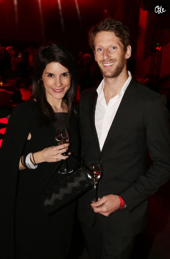 Romain Grosjean et son épouse Marion Jolles Grosjean lors de la soirée Mumm organisée après le lancement de l'E-Prix au Yoyo, à Paris, en France, le 23 avril 2016. Photo de Jérôme Domine/ABACAPRESS.COM