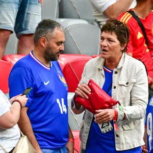 Véronique Rabiot dans les tribunes de la demi-finale du Championnat d'Europe de football (Euro 2024) entre l'Espagne et la France (2-1) à Munich, Allemagne, le 9 juillet 2024.

© Bestimage