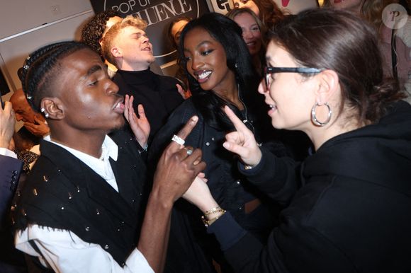 Lucie Bernardoni, Franck et Ebony (Star Academy 12) participent à la Pop Up Influence Party organisée par Aurelien Cassirame, à Paris, le 02 février 2025 à Paris, France. Photo by Jerome Domine/ABACAPRESS.COM