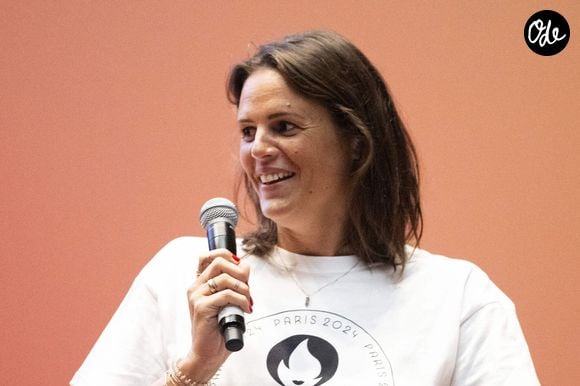 Laure Manaudou - Dévoilement du parcours du relais de la flamme des Jeux Olympiques de Paris 2024 dans la grand amphithéâtre de la Sorbonne à Paris le 23 juin 2023.
© JB Autissier / Panoramic / Bestimage