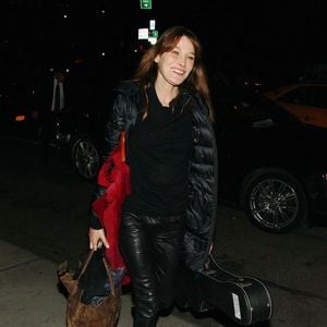 Carla Bruni-Sarkozy, son mari Nicolas Sarkozy et son fils Louis au Town Hall pour le concert de Carla à New York, dans le cadre de sa tournée pour son album "Little French Songs", le 24 avril 2014. Agence / Bestimage