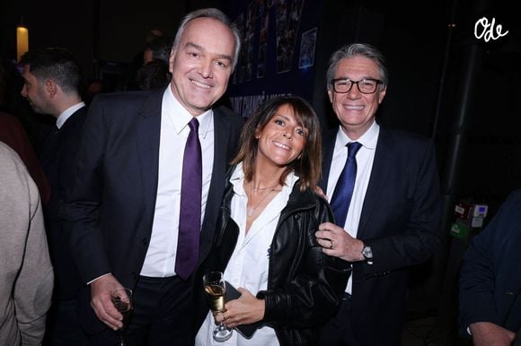 Olivier Truchot, Anaïs Sainz et Alain Marschall assistent au 20e anniversaire de BFMTV à Paris, en France, le 27 novembre 2025. Photo de Jérôme Domine/ABACAPRESS.COM