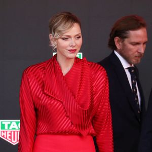 La princesse Charlene - Podium du Grand Prix de Formule 1 (F1) de Monaco. Lando Norris s'est imposé à Monaco pour la première fois de sa carrière. Le pilote McLaren a devancé Charles Leclerc (Ferrari) et son coéquipier Oscar Piastri, qui reste en tête du Championnat. Monaco, le 25 mai 2025. © Dylan Meifret / Nice Matin / Bestimage