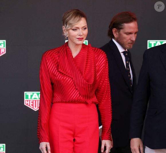 La princesse Charlene - Podium du Grand Prix de Formule 1 (F1) de Monaco. Lando Norris s'est imposé à Monaco pour la première fois de sa carrière. Le pilote McLaren a devancé Charles Leclerc (Ferrari) et son coéquipier Oscar Piastri, qui reste en tête du Championnat. Monaco, le 25 mai 2025. © Dylan Meifret / Nice Matin / Bestimage