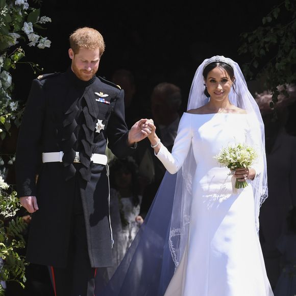 Sortie après la cérémonie de mariage du prince Harry et de Meghan Markle en la chapelle Saint-George au château de Windsor, Royaume Uni, le 19 mai 2018.