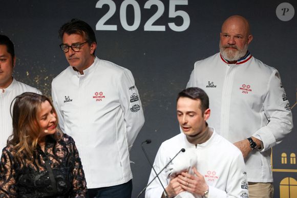 Yanick Alléno & Yasunari Okasaki -  Monaco , Maison Nouvelle - Philippe Etchebest - Bordeaux - Cérémonie du Guide Michelin France 2025 au Centre des Congrès Robert Shuman à Metz le 31 mars 2025. © Jean-Marc Lhomer/Bestimage