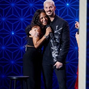 Exclusif - M. Pokora (Matt Pokora) et sa femme Christina Milian - Surprises - Enregistrement de l'émission "La boîte à secrets N°17", présentée par F.Bollaert et diffusée le 19 janvier 2024 sur France 3. © Christophe Clovis / Bestimage