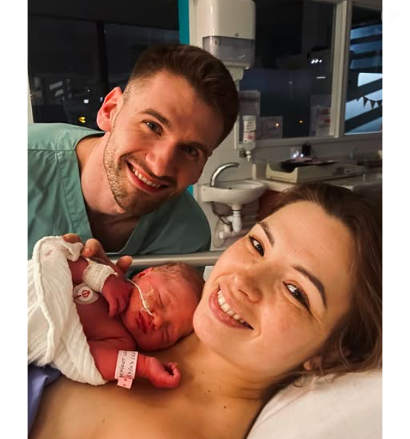 Marie Denigot, son mari et leur bébé, le 29 mars 2025 sur Instagram.