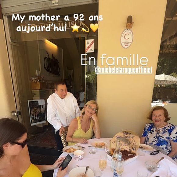 La story Instagram de Michèle Laroque qui fête les 92 ans de sa mère avec sa fille Oriane Deschamps samedi 4 juillet 2026 - Instagram