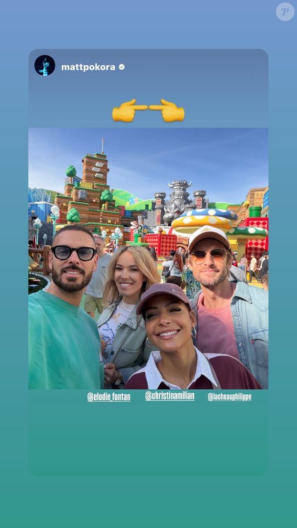 Matt Pokora a publié un selfie où l’on voit les deux couples ensemble, montrant leur complicité.

Christina Milian a partagé une image de son séjour aux studios Universal.