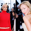 Cheveux courts blond platine et robe rouge pour Adriana Karembeu, Ester Expósito brille en robe bustier dorée sur le tapis rouge cannois