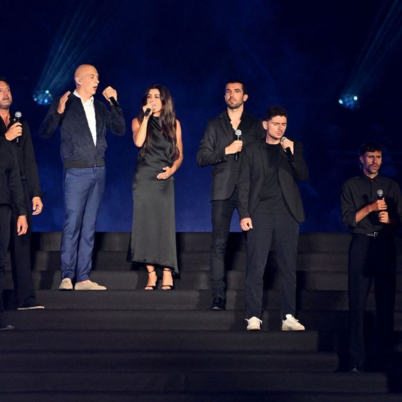 Jenifer et Laurent Bruschini durant Corsu Mezu Mezu, le concert emmené par Patrick Fiori qui a eu lieu au stade Orange Vélodrome à Marseille, le 22 mai 2026, diffusé le 28 août sur France 3.. © Bruno Bebert/Bestimage