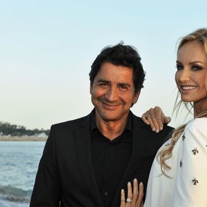 Adriana Karembeu et son ex-mari André Aram Ohanian - Adriana est l'invitée d'honneur de la soirée caritative pour soutenir les associations RMC/BFM et Rayon de Soleil de Cannes, à l'occasion des 10 ans de la Plage Z du Grand Hyatt Hotel Martinez à Cannes le 27 juin 2014. Cette soirée est organisée par le magazine Try Me et l'Hôtel Martinez. Égérie de la marque Atol les Opticiens, Adriana portera le nouveau modèle de sa ligne orné de diamants sur ses branches.  Cannes le 27 juin 2014