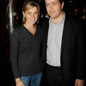 Anne Consigny et son mari Eric de Chassey - Diner en l'honneur des artistes contemporains Alex Kats et Banks Violette par le galeriste Thaddaeu Ropac chez Maxim's à Paris, le 20 octobre 2011.