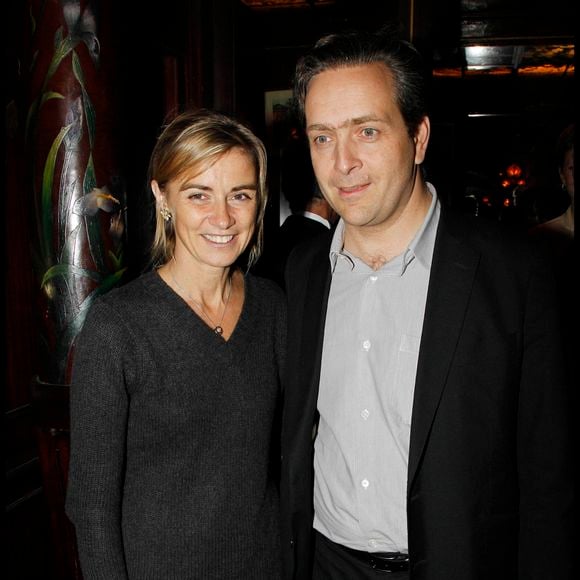 Anne Consigny et son mari Eric de Chassey - Diner en l'honneur des artistes contemporains Alex Kats et Banks Violette par le galeriste Thaddaeu Ropac chez Maxim's à Paris, le 20 octobre 2011.