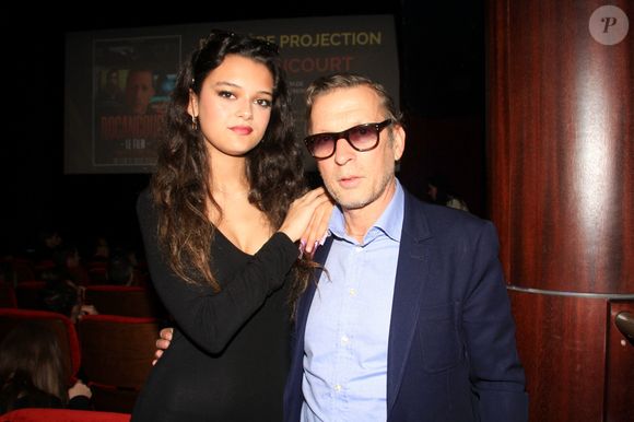 Exclusif - Christophe Rocancourt et sa fille Tess Rolland-Rocancourt lors de la projection du film "Rocancourt" au club l'Etoile à Paris le 3 avril 2024. © Philippe Baldini / Bestimage