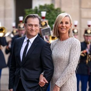 Laurence Ferrari et Renaud Capucon arrivent pour un dîner d'État officiel dans le cadre de la visite d'État du président américain Joe Biden en France, au palais présidentiel de l'Élysée à Paris, France, le 8 juin 2024. Photo by Ammar Abd Rabbo/ABACAPRESS.COM